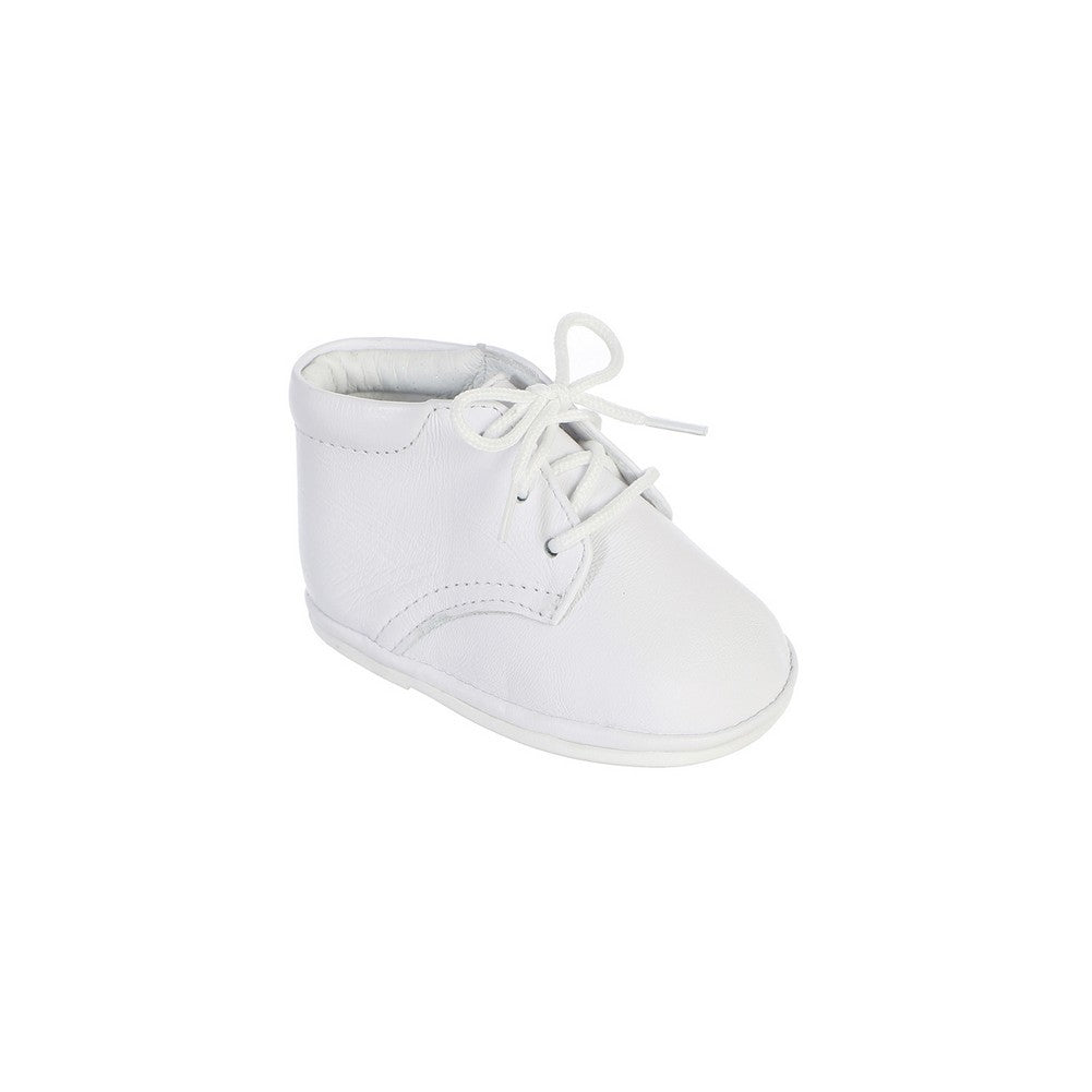 Weiße Taufschuhe für Jungen aus Leder mit Schnürverschluss, 1 Baby-6 Kleinkind