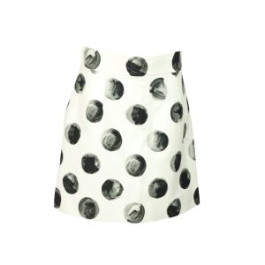Dolce & Gabbana Painted Polka Dot Print Rock aus weißer Baumwolle 7748780294204