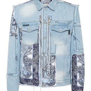 Denim Jacke paisley bandana Patchwork 7676702982204