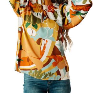 All Together Now Bluse mit Stehkragen in Orange 7732485554236