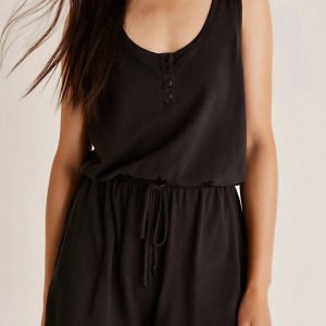Demi Slub Jumpsuit in schwarz