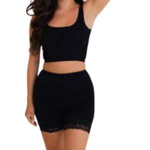 Smock Textured Stretch-Shorts in schwarz