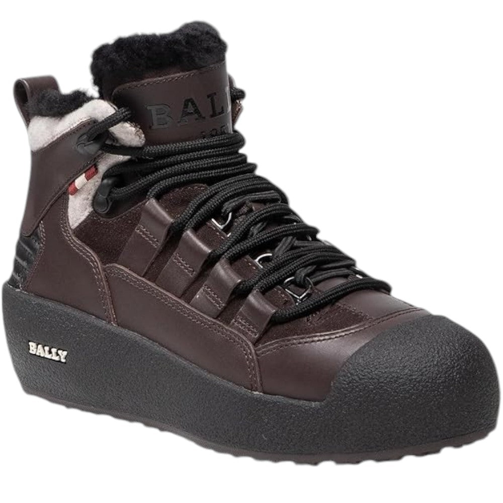 Bally Cusago 6239736 Ebano-Lederstiefel mit Shearling-Futter für Damen