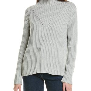 Hannah Rose Chunky Rib Funnel Neck Kaschmir-Pullover