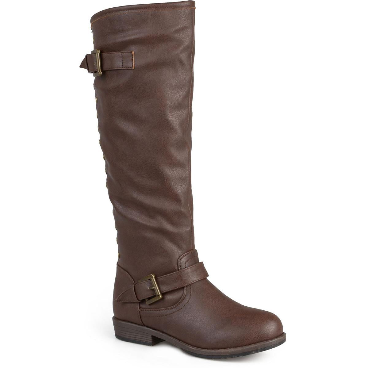 Kniehohe Spokane-Stiefel aus Kunstleder mit breiter Wade