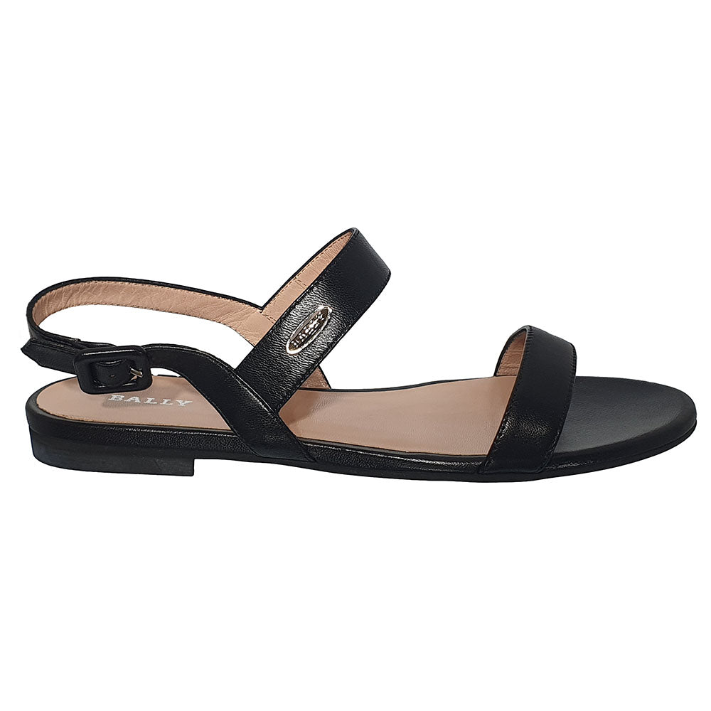 Bally Carlas 6234087 Damen schwarz Lammleder flach Sandalen