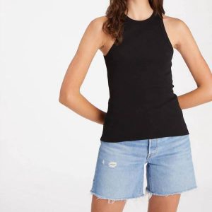 Perfect gerippte Tank Top in schwarz