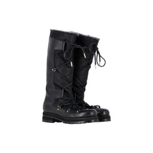 Jimmy Choo Schneestiefel mit Kaninchenfellfutter aus schwarzem Leder