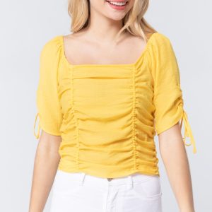 Elbow Slv Smocked geraffte gewebte Spitze 7805697753148