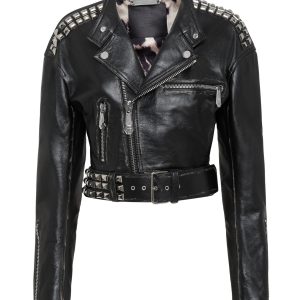 Crop Lederjacke Nieten 7676520038460