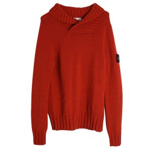 Stone Island Shawl Collar Pullover aus roter Wolle