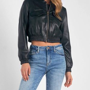 Kurze Bomberjacke in Schwarz