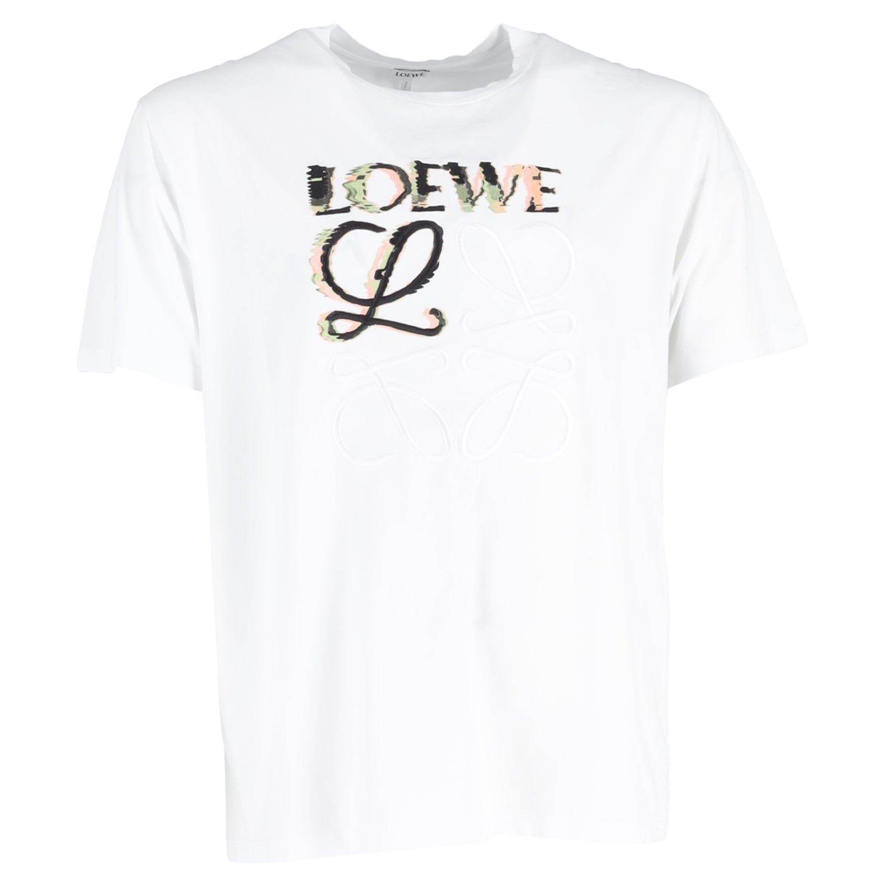 Loewe Glitch Anagram T-Shirt aus weißer Baumwolle 7833201311804