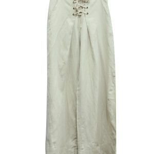 Ulla Johnson – Twillhose mit Falten und Schnürung aus Lyocell in Beige – 7833194430524