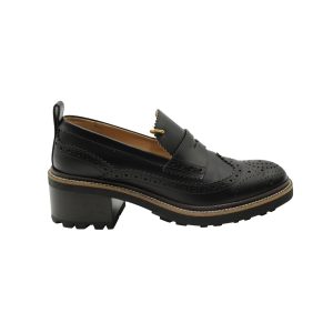 Chloé Franne Tread-Sole Penny Loafer aus schwarzem Leder 7703705157692