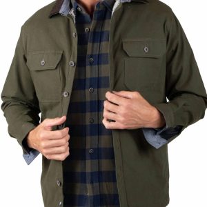 Canvas Hemdjacke mit Sherpa Futter in grün