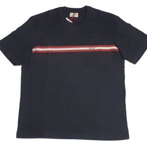 Bally 6233733 Herren schwarz 100% Baumwolle gestreiftes Logo T-Shirt – 7706206994492