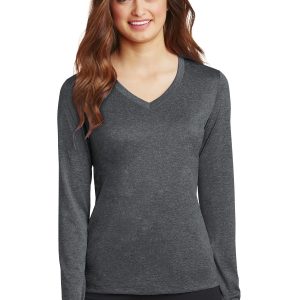 Sport-Tek Damen-Langarmshirt Heather Contender mit V-Ausschnitt LST360LS