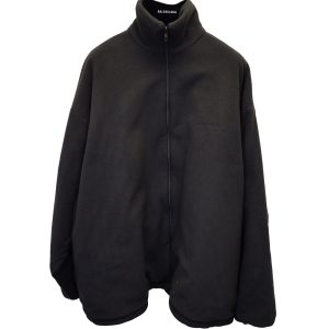Balenciaga Zip-Up hohe Hals Jacke aus schwarzem Polyester 7733810495548