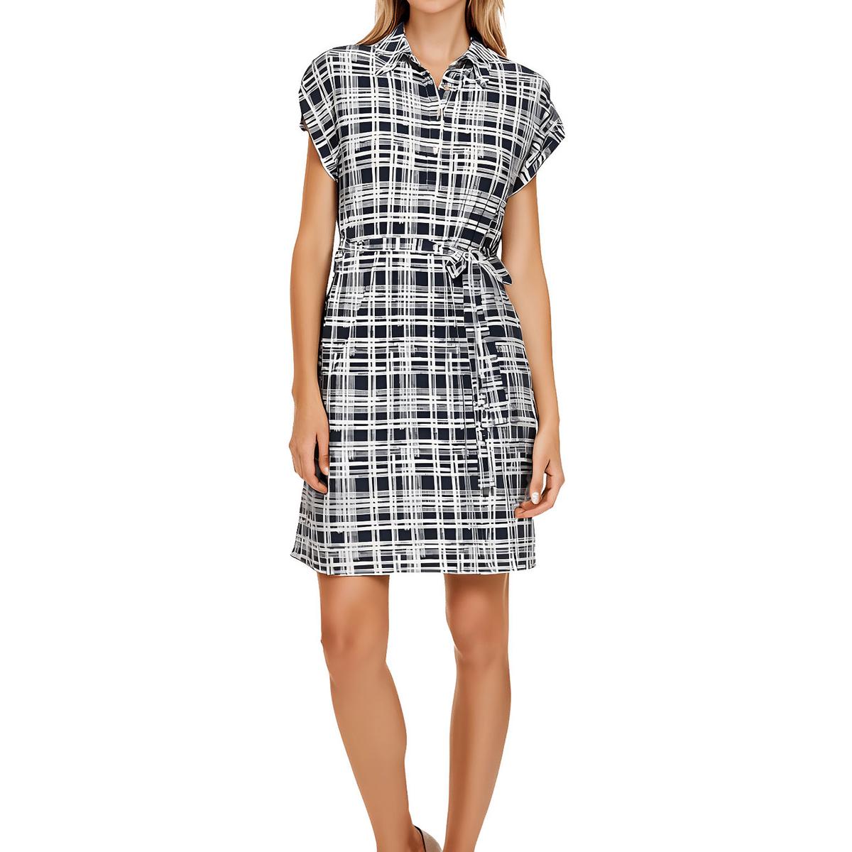 Plus Plaid Kurzarm Hemdkleid