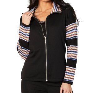 Zip Collar Jacke in schwarz/multi
