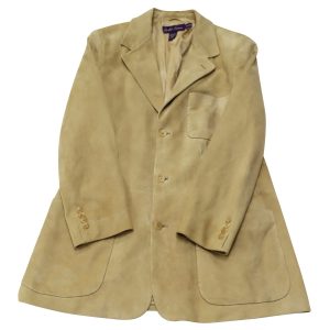Ralph Lauren violette Etikett einzelne Brustjacke in braunem Wildleder 7748756865084