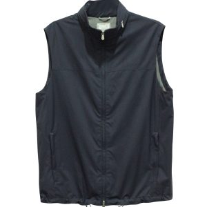 Brunello Cucinelli Zip Up Vest in Marineblau Nylon 7703683366972