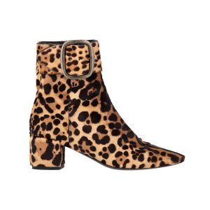 Saint Laurent Buckled Stiefeletten im Tierprint Ponyhair