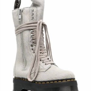 Damen strukturiert Biker Stiefel in grauem Kalbshaar