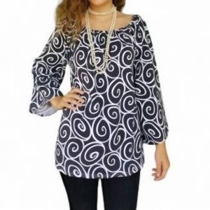 Swirl Babydoll-Oberteil in Schwarz/Weiß