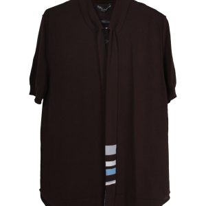 Dolce & Gabbana Poloshirt mit Krawatte Detail in braun reiner neuer Wolle 7748658528316