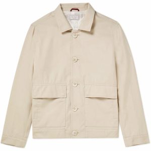 Brunello Cucinelli Neue beige leichte Oberbekleidungsjacke für Herren
