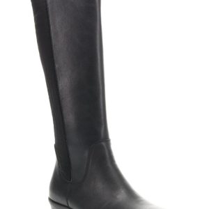 West Damen Leder geprägt kniehohe Stiefel