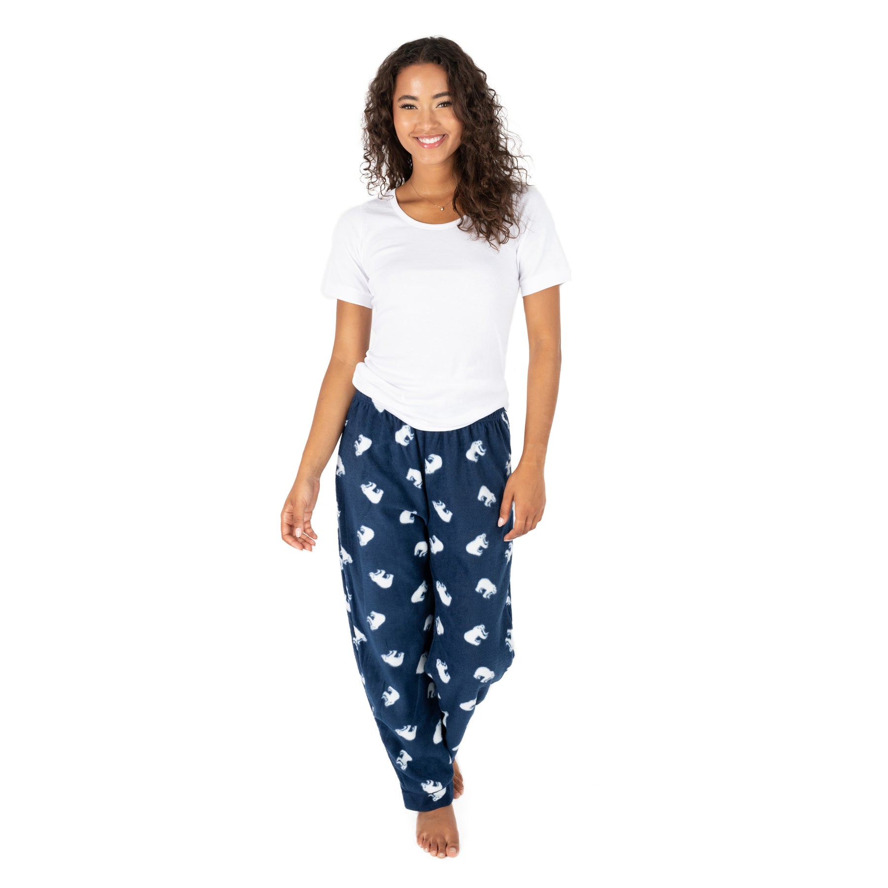 Christmas Damen Fleece Pyjama Hose Eisbär