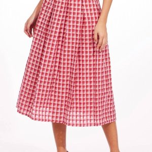 Textured Plaid Midi Rock in multi