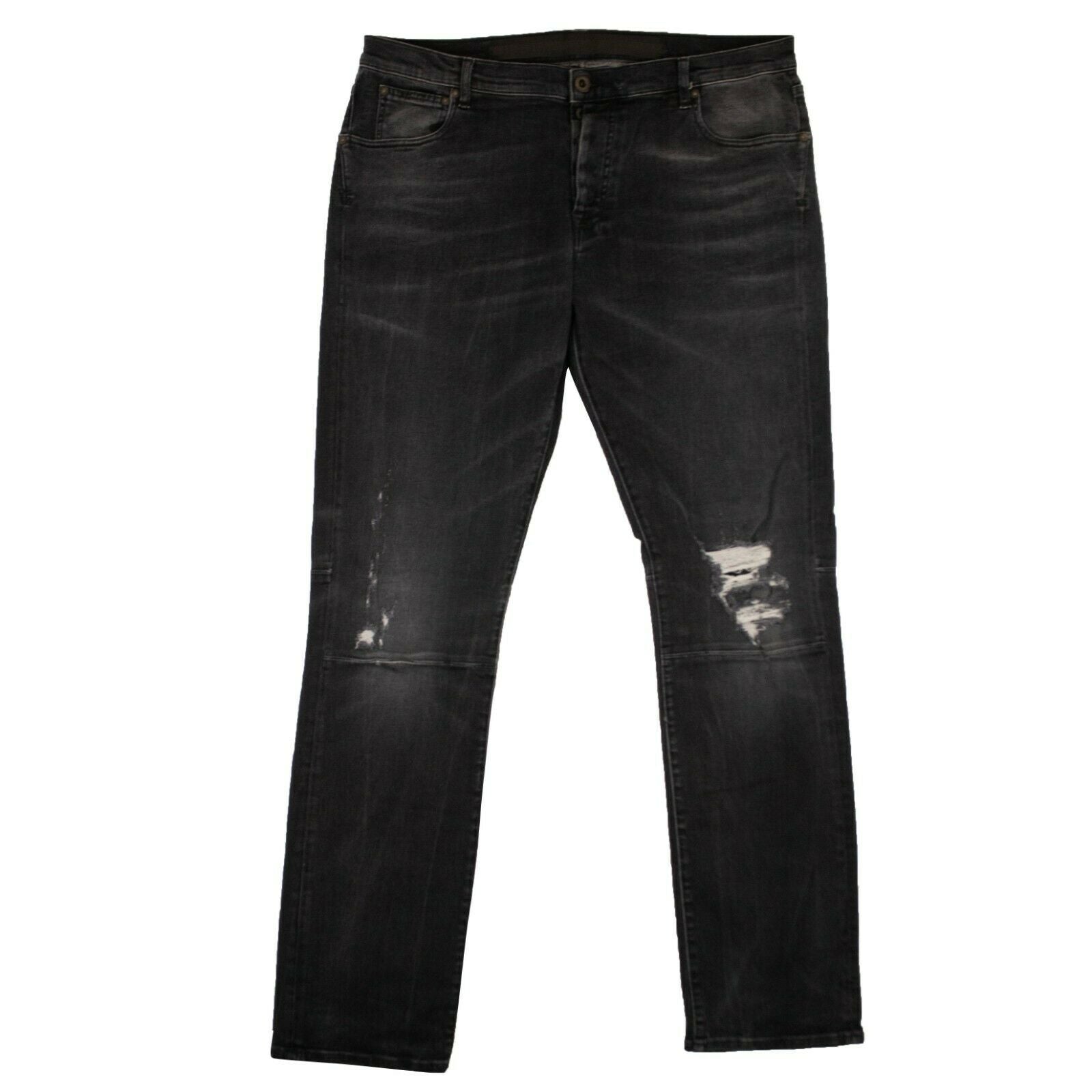 Unravel Project Distressed schmale Passform Jeanshose – Schwarz