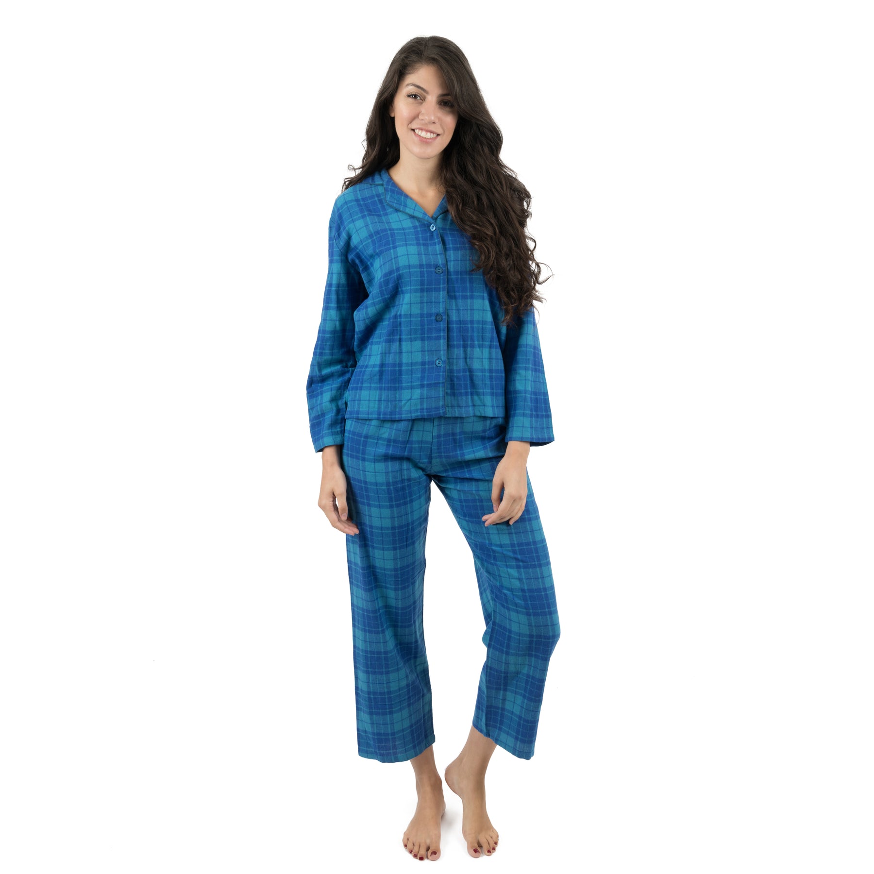 Christmas Damen zwei Stück Flanell Pyjamas Plaid