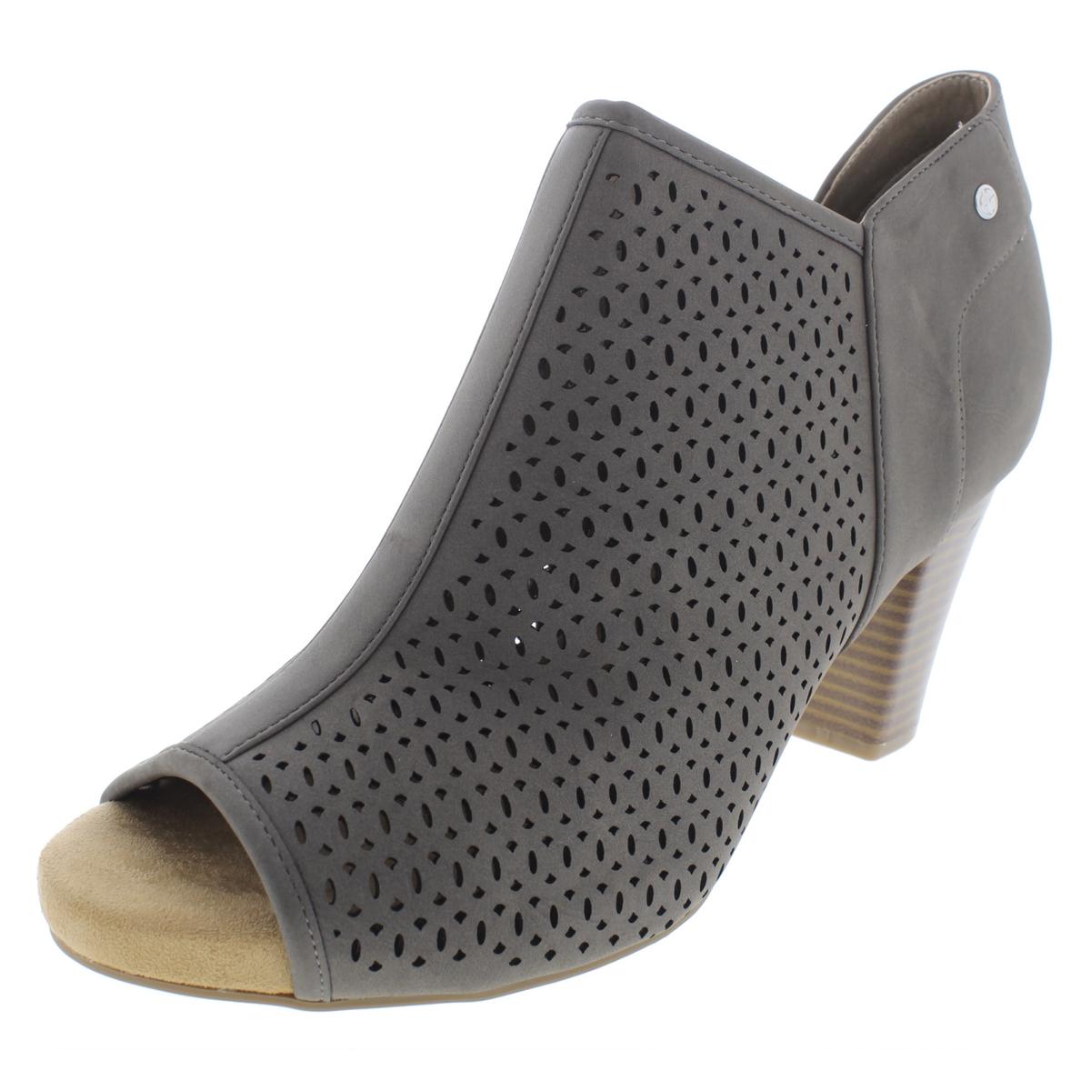Angye Faux Leder Block Absatz Peep-Toe Fersen
