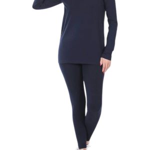 Vneck Top And Leggings Lounge Pajama Set in Marine