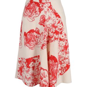 Stella McCartney Blumendruck A-Linie Rock in creme Seide 7748688248892