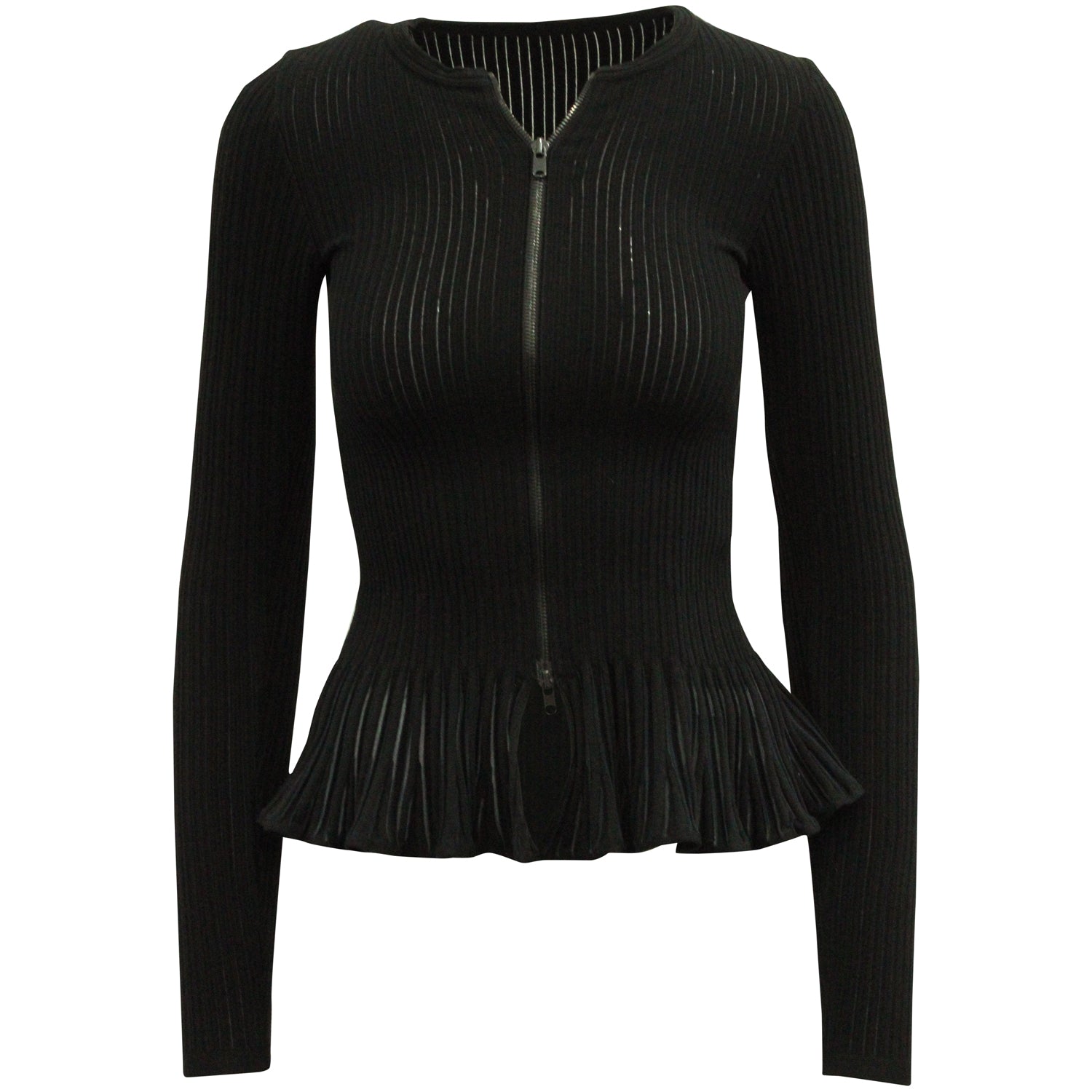 Alaïa Zip Strickjacke aus schwarzer Wolle 7703682449468