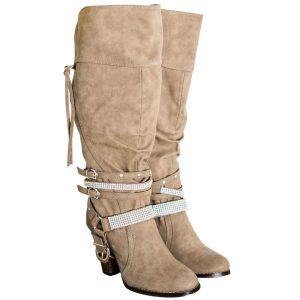 Damen stickige Stiefel in taupe 7803922120764