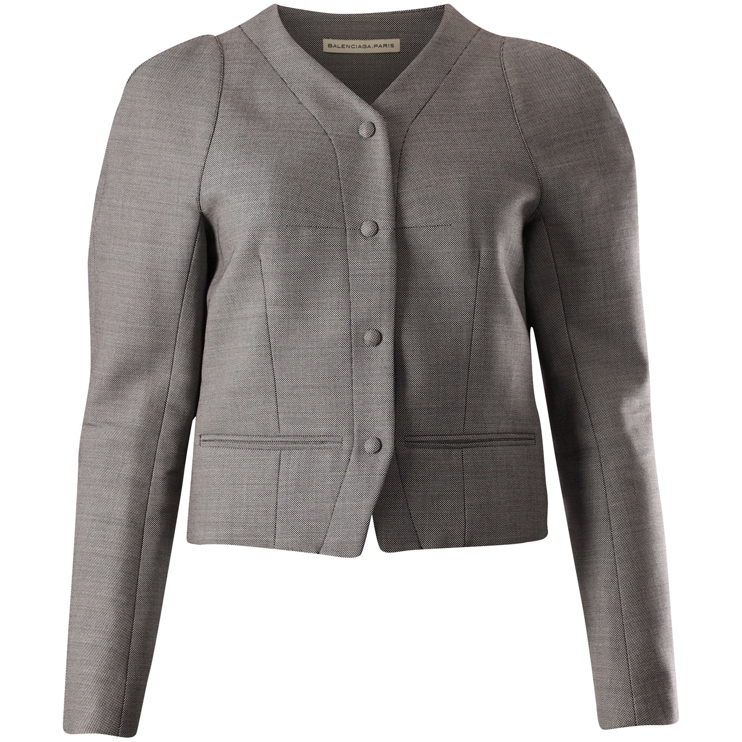Balenciaga Tailored Puff Sleeve Jacke aus grauer Wolle 7766504210492