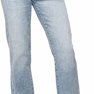 hoher Bund Plaid Manschette Vintage gerade Jeans in mittlerer Waschung 7704765988924