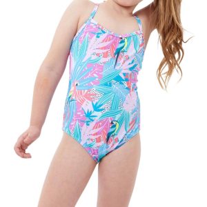 Kinder Mädchen rund Hals ein Stück Badeanzug in gtk Neon Palmen 7733806923836