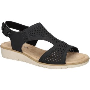 Alba Damen-Keilsandalen aus Kunstleder mit Schnalle