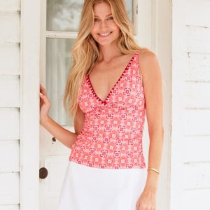 Coral Gables wendbar bestickte Tankini oben