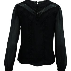 Alice + Olivia See Through Sleeves Blouse in schwarzes Polyester 7833148653628