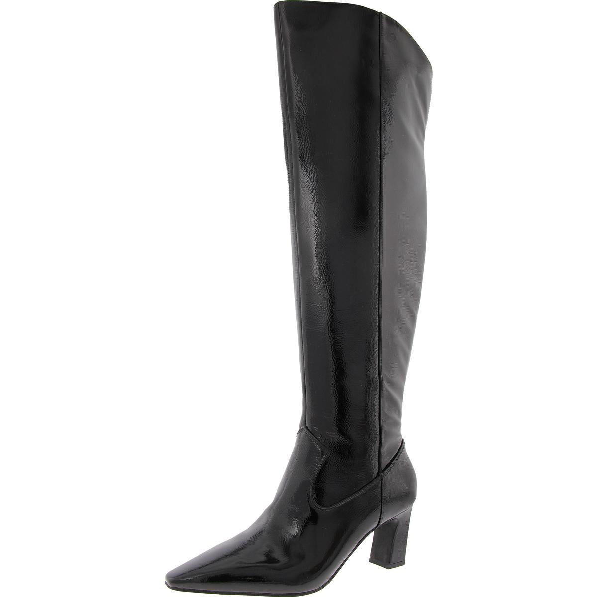Shalie Reißverschluss Lack Leder Over-the-Knie Stiefel