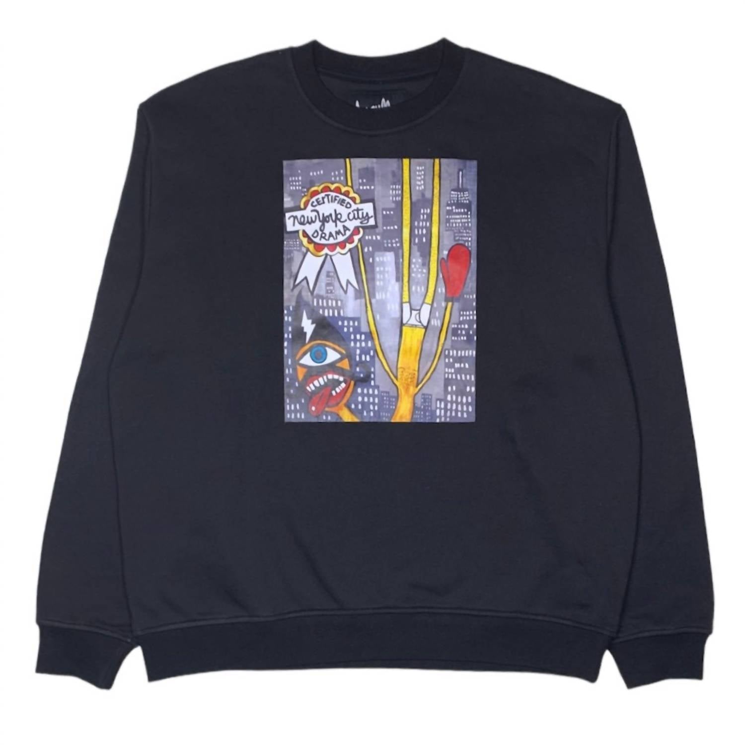 Herren Nyc Drama Rundhalskragen Top in schwarz